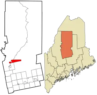 Location in Piscataquis County and the state of Maine.