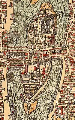 The island on the Plan de Belleforest (1575)