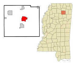 Location of Pontotoc, Mississippi