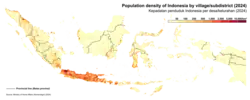 Villages of Indonesia by population density per square kilometer in 2024