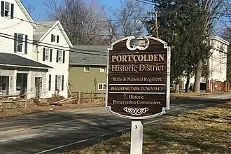 View of contributing properties at the intersection of Lock Street and Port Colden Road