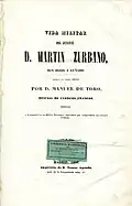 Cover of a 19th-century book about Zurbano