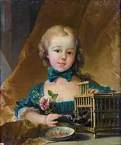 Portrait of Alexandrine Le Normant d'Étiolles, playing with a Goldfinch 1749, Château de Versailles