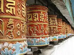 Prayer wheels in the Rumtek Monastery.