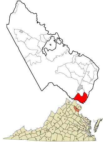 Location in Prince William County and the state of Virginia.