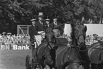 Duke of Edinburgh driving a four-in-hand of Cleveland Bays in a competition[a]