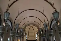 Ceiling of Pro-Cathedral showing new lights and decorative details added by architect Jean Philippe Larocque
