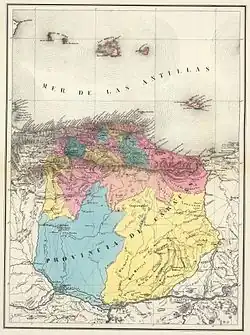 Detailed map of the Caracas Province, 1840.
