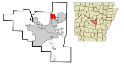 Location in Pulaski County and the state of Arkansas