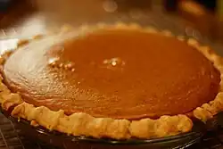 A homemade pumpkin pie prepared using fresh pumpkin