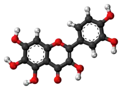 Ball-and-stick model of the quercetagetin molecule