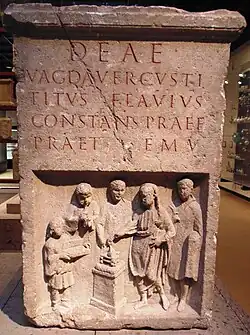 Consecration altar of Titus Flavius Constans (Prefect of the Praetorian Guard) in 165 AD.
