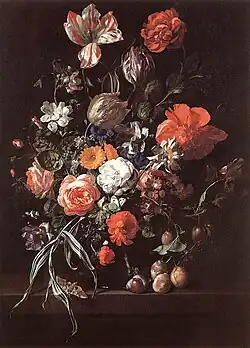 Rachel Ruysch, Still-Life with Bouquet of Flowers and Plums, oil on canvas, Royal Museums of Fine Arts of Belgium, Brussels