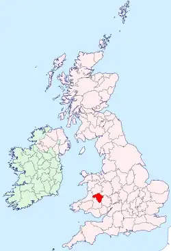 Radnorshire shown within the United Kingdom
