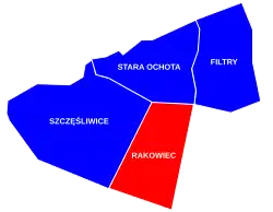 Location of Rakowiec within Ochota