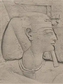 Drawing of a relief of pharaoh Ramesses V.