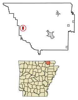 Location of Ravenden Springs in Randolph County, Arkansas.