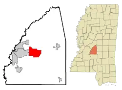 Location of Brandon, Mississippi
