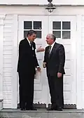 Ronald Reagan and Mikhail Gorbachev at Höfði