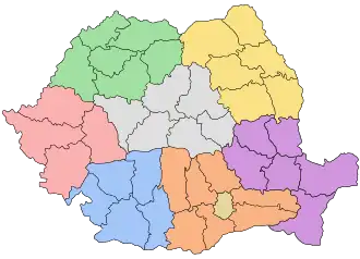 Map of the administrative divisions of Romania