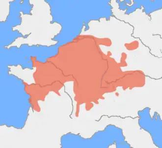 Row graves present in southern Netherlands, Belgium northern France, parts of Bordeaux-region, Burgundy, Alamannia and 'enclave' in Germany