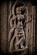 Sculpture of a Guardian goddess at the Kolaramma Temple