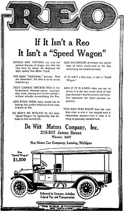 A 1919 REO Motor Car Company Advertisement. The Syracuse Herald, June&nbsp;8, 1919