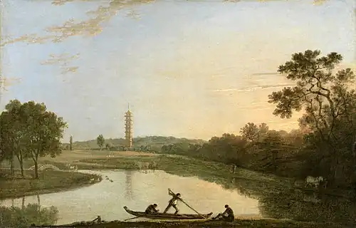 Kew Gardens: The Pagoda and Bridge (1762), by Richard Wilson, Yale Center for British Art, New Haven, Connecticut.