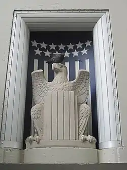 Eagle statue flanking main entrance