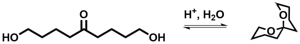 Acid catalyzed ring closure of spiroketal