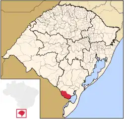 Location of Jaguarão in Rio Grande do Sul