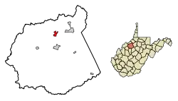 Location of Ellenboro in Ritchie County, West Virginia.