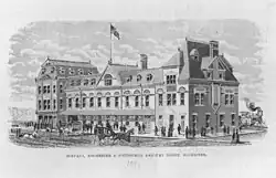 The Rochester terminal of the Buffalo, Rochester and Pittsburgh Railway, located on Main Street West at Oak Street