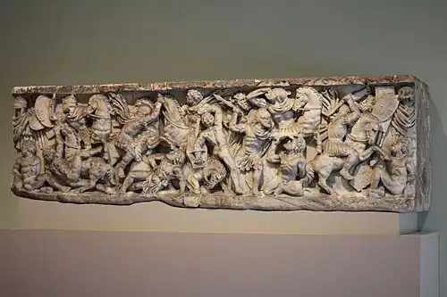 Sarcophagus with battle scene, Roman, 190 B.C.
