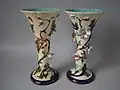Vases, c. 1880. Coloured glazes, naturalistic in style.