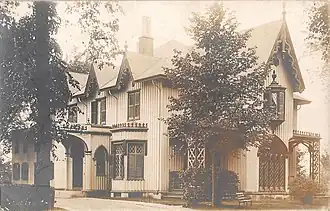 Roseland Cottage on a postcard sent in 1909