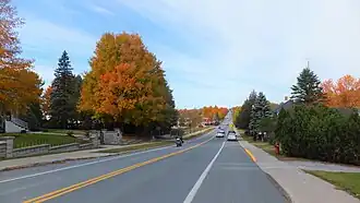 Route 220 at Valcourt in fall colors.