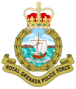 The emblem of the Royal Grenada Police Force featuring St Edward's Crown