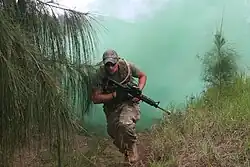 Green M18 used for cover during training exercise (Hawaii 2010)