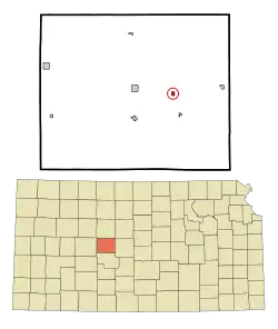 Location within Rush County and Kansas