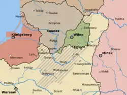 Image 61Lithuanian–Polish territorial disputes in the early 1920s, including the Republic of Central Lithuania. (from History of Lithuania)