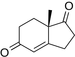 (S)-7a-methyl-2,3,7,7a-tetrahydro-1H-indene-1,5(6H)-dione.svg
