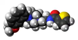 Space-filling model of the S-14671 molecule