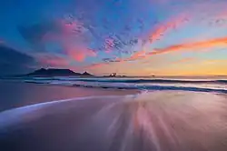 View of Table Mountain from Blouberg beach.