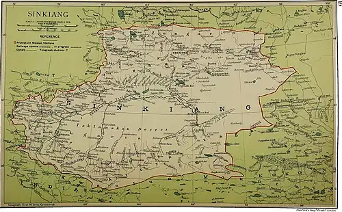 Map including Kargilik (labeled as Kargalik) (1917)
