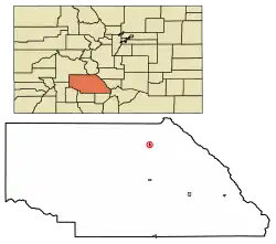 Location of the Town of Bonanza in Saguache County, Colorado.