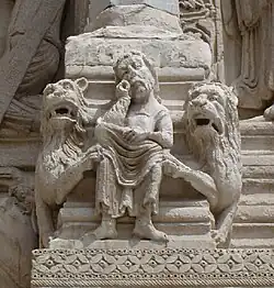 Samson and the lions, Saint Trophime Church Portal, 12th century
