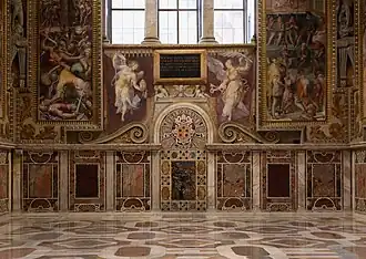 Paintings and Marble on northern wall