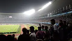 Inside the stadium.