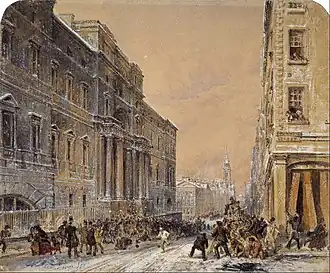 Snowballing Outside Edinburgh University (1853) - Samuel Bough